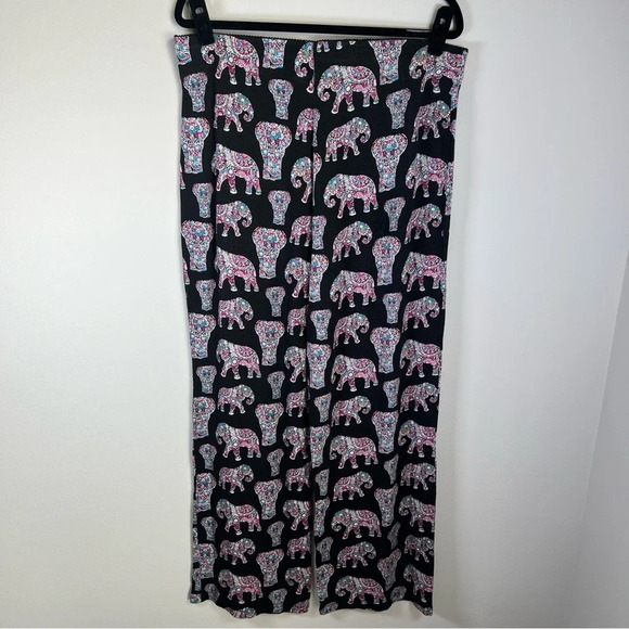Artisan NY Wide Leg Lounge Pants Black Elephant Print Soft Sleepwear Women's XL - Picture 5 of 7
